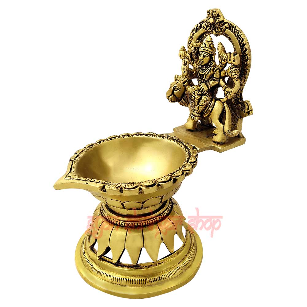 Ambe Mata Navratri Puja Diya Deepam Vilakku in Brass Oil Lamp Diya ...