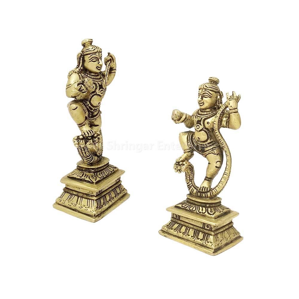 Buy Laddu Gopal Krishna Dancing on Kaliya Nag Brass Statue